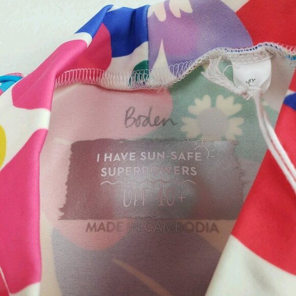 Boden Rashguard Swim Shirt Girls 6-7 Colorful Floral Sun Protectant UPF Top NEW - Picture 5 of 9